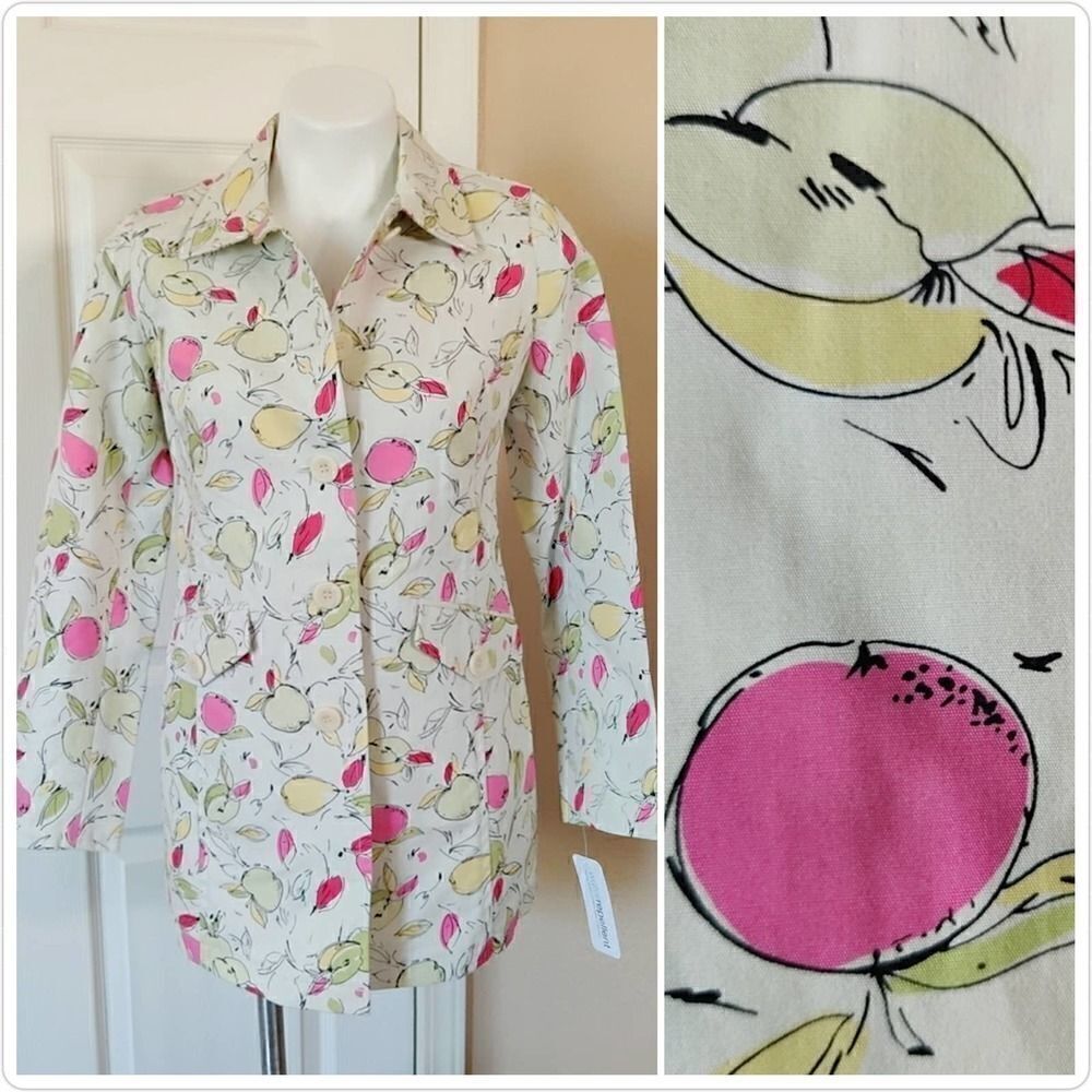 Ann Taylor LOFT apple print trench coat sz SP